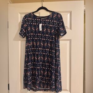 Navy and Pink Floral T-Shirt Dress